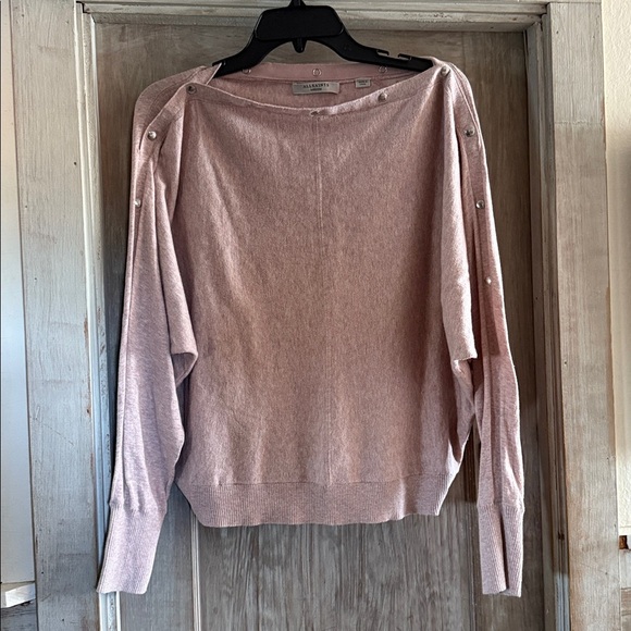 All Saints - Ellie Adjustable Neckline - Off-Shoulder Sweater - Soft Pink - M - Picture 2 of 5